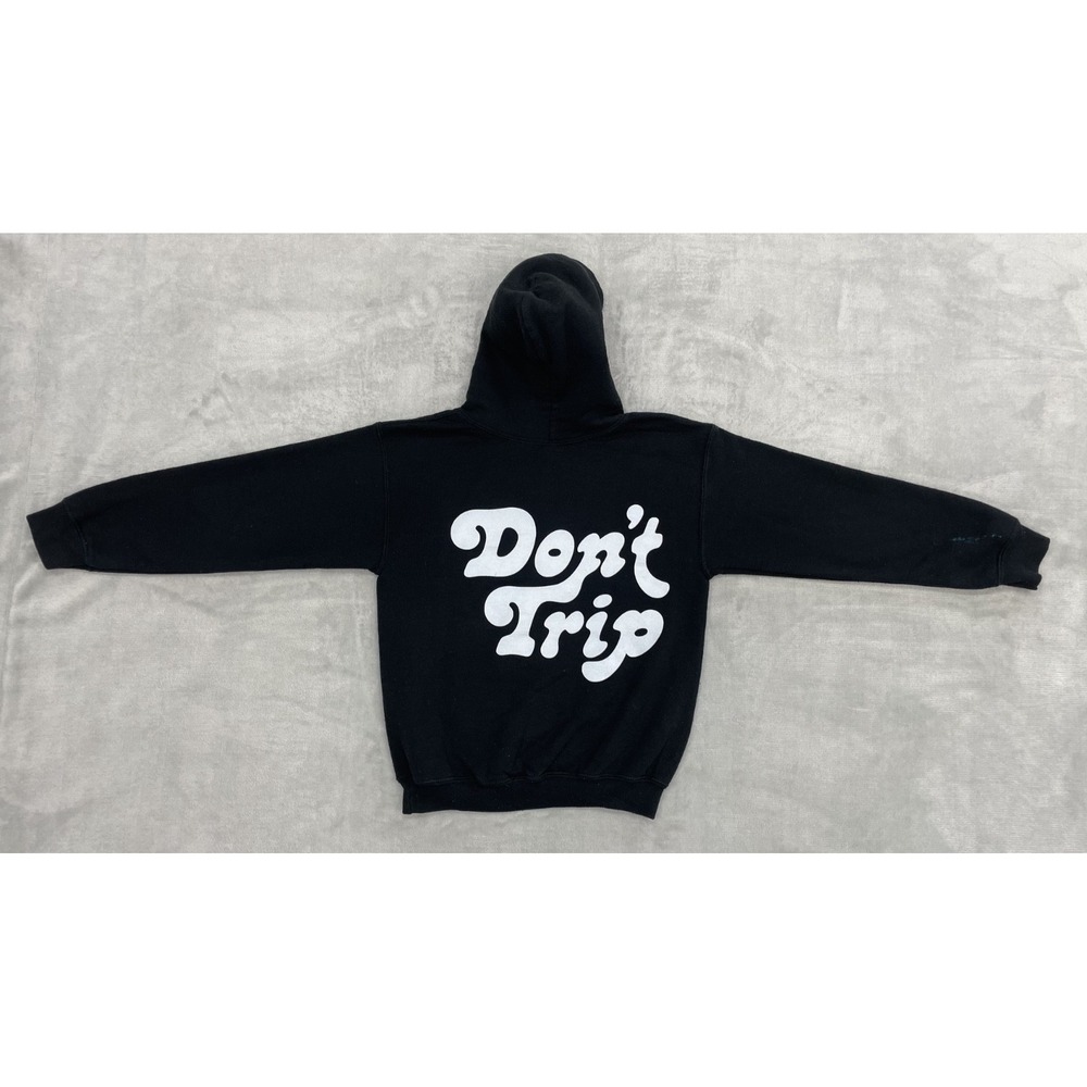 Free & Easy Don't Trip Hoodie Kids Small Black Graphic Pullover Sweatshirt LA